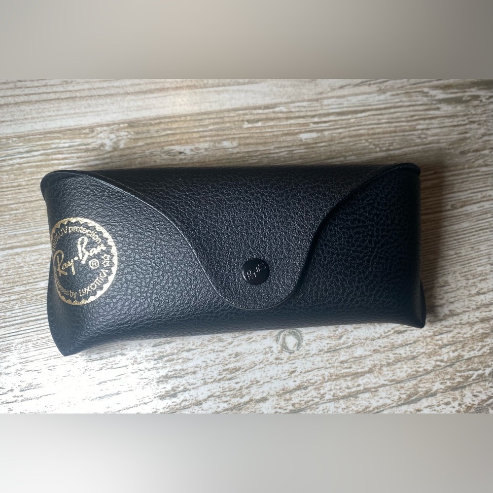 Ray Ban sunglass case black pebbled faux leather